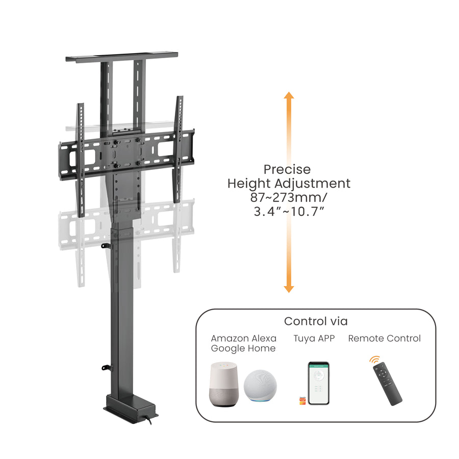 Maclean, TUYA, 37''-80''' Electric Extension TV Mount, VESA 600x400, max 60kg, MC-866T + HDMI 2.0 4K 3D UHD 1.8m CABLE 48 bit Copper