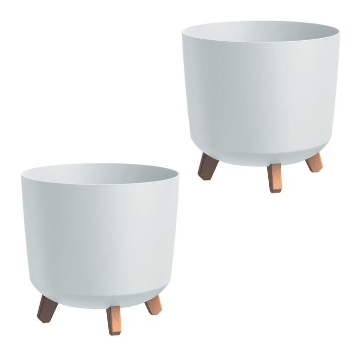 Prosperplast flowerpot, on legs, irrigation insert, height 28.5cm, white, Gracia Tubus, set of 2 pieces