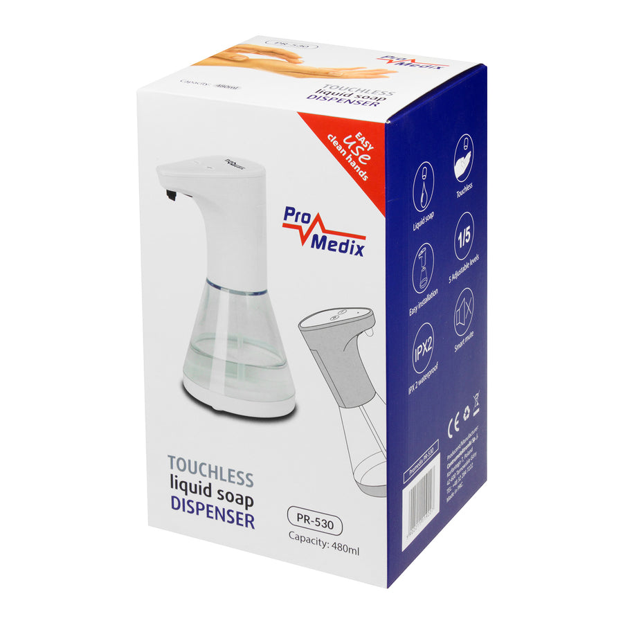 Promedix automatic dispenser, dispenser container for liquid soaps, disinfectant liquids, 480ml, 4xAA PR-530 + 4x Varta Industrial LR6/AA R-06 batteries