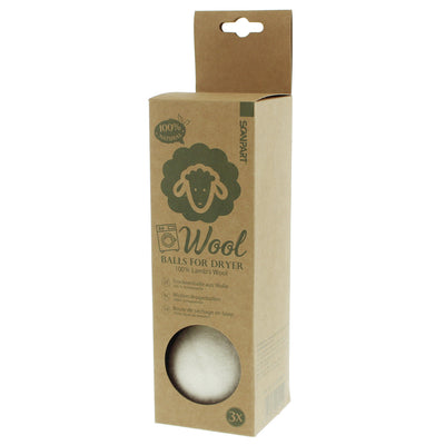 Wool dryer balls, softening and beautifying, pack of 3, Scanpart