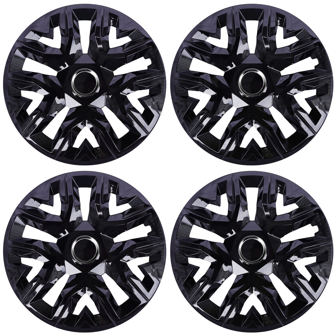 Universal hubcaps 15'' NRM Perfecto black lacquered 4 pieces wheel trims