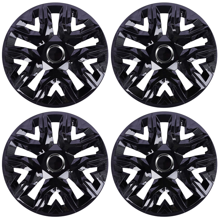 Universal hubcaps 15'' NRM Perfecto black lacquered 4 pieces wheel trims