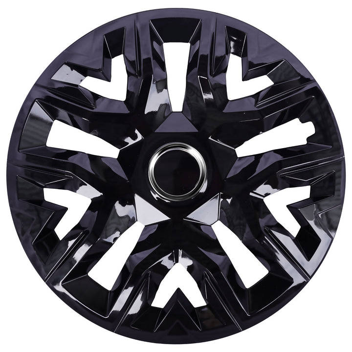 Universal hubcaps 15'' NRM Perfecto black lacquered 4 pieces wheel trims