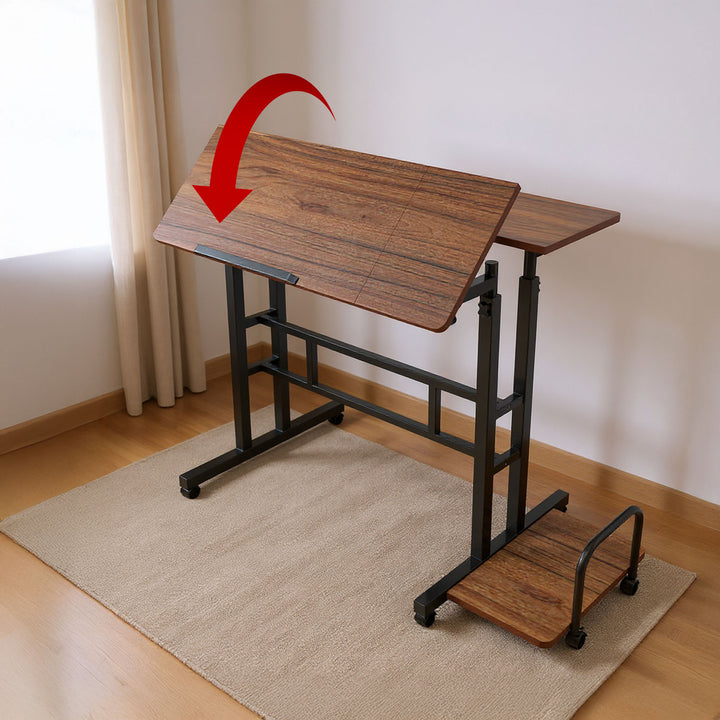 Maclean mobile laptop table desk, black, top 80x60cm, 50kg max, height adjustment 67-115 cm, MC-124 B