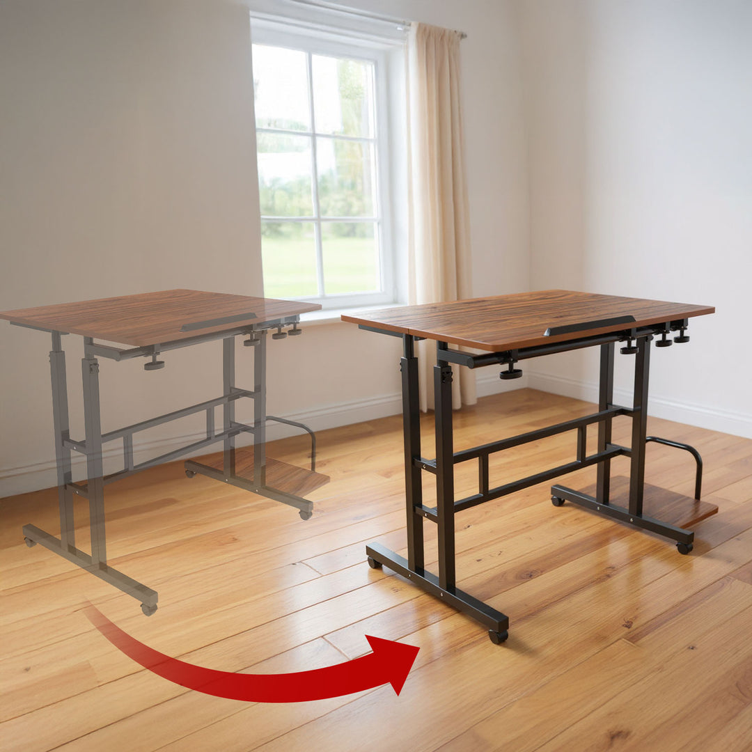 Maclean mobile laptop table desk, black, top 80x60cm, 50kg max, height adjustment 67-115 cm, MC-124 B