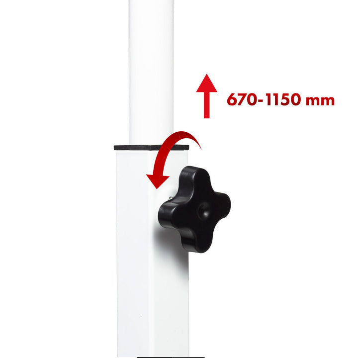 Maclean mobile laptop table desk, white, top 80x60cm, 50kg max, height adjustment 67-115cm , MC-124 W