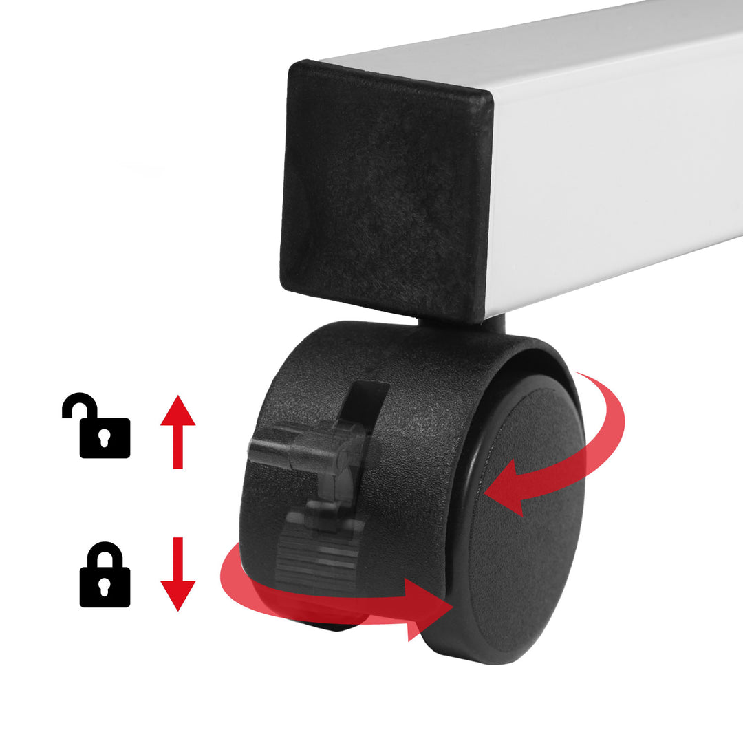 Maclean mobile laptop table desk, white, top 80x60cm, 50kg max, height adjustment 67-115cm , MC-124 W