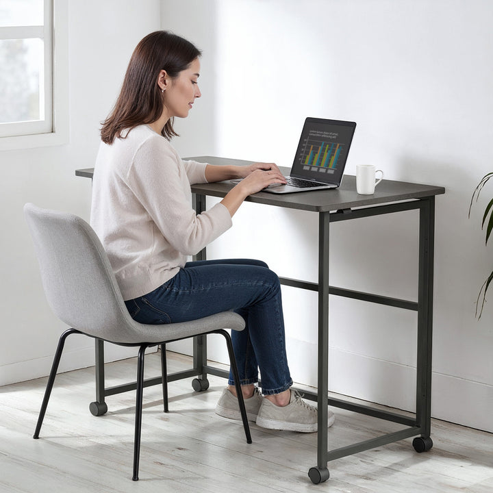 Maclean folding table desk, black, mobile, top 100x50cm, max. 50kg, MC-1250 B