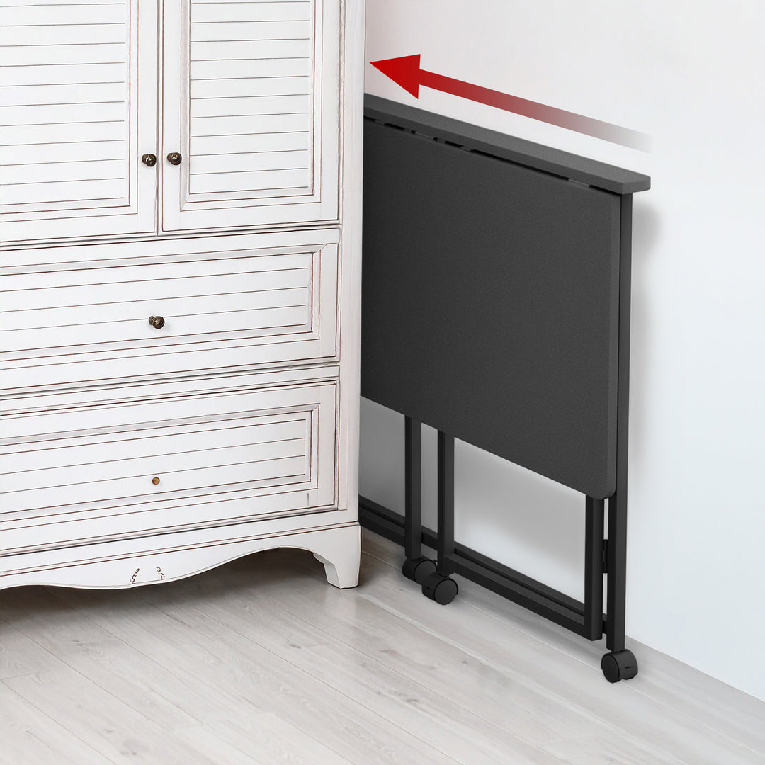 Maclean folding table desk, black, mobile, top 100x50cm, max. 50kg, MC-1250 B