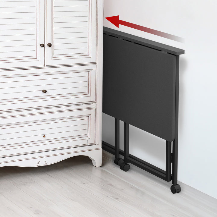 Maclean folding table desk, black, mobile, top 100x50cm, max. 50kg, MC-1250 B