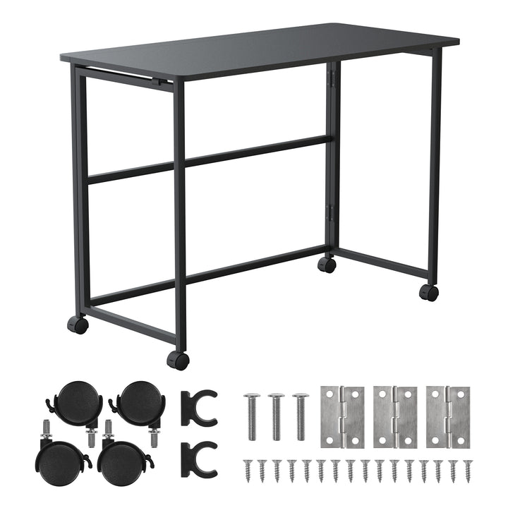 Maclean folding table desk, black, mobile, top 100x50cm, max. 50kg, MC-1250 B