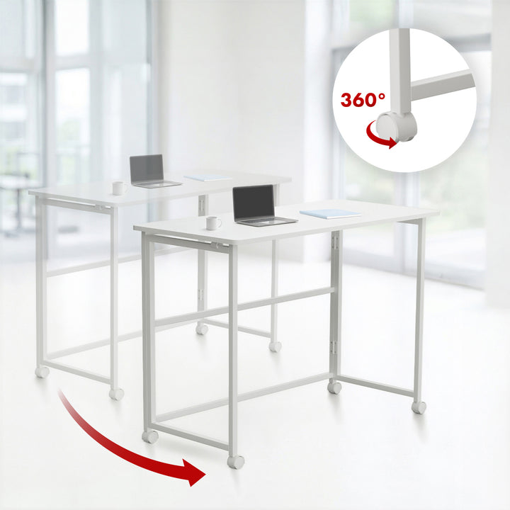 Maclean folding table desk, white, mobile, top 100x50cm, max. 50kg, MC-1250 W