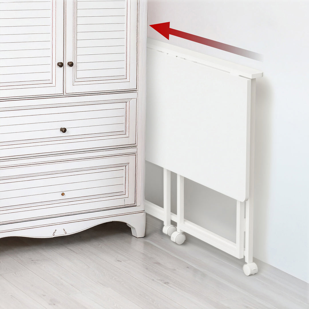 Maclean folding table desk, white, mobile, top 100x50cm, max. 50kg, MC-1250 W