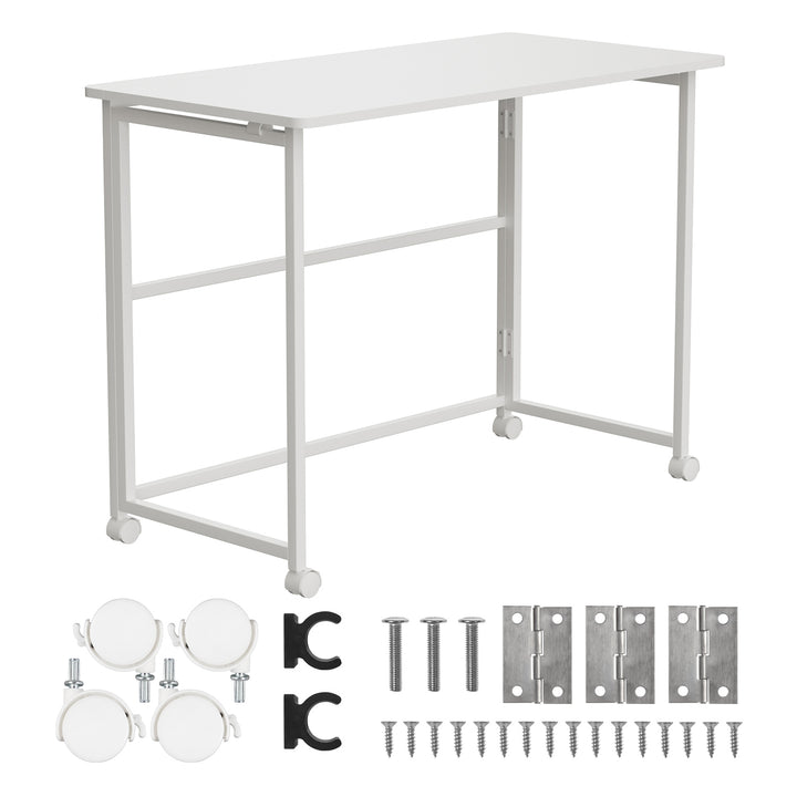 Maclean folding table desk, white, mobile, top 100x50cm, max. 50kg, MC-1250 W