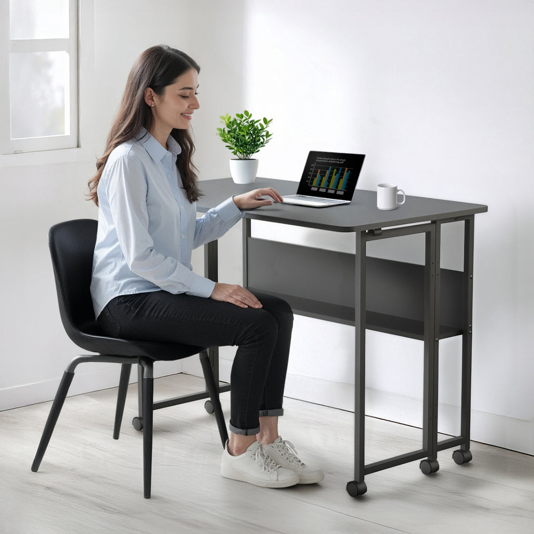 Maclean folding table desk, black, mobile, top 100x58cm, max. 50kg, MC-126 B