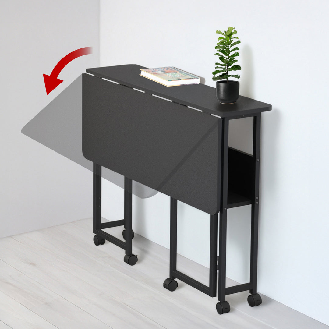 Maclean folding table desk, black, mobile, top 100x58cm, max. 50kg, MC-126 B