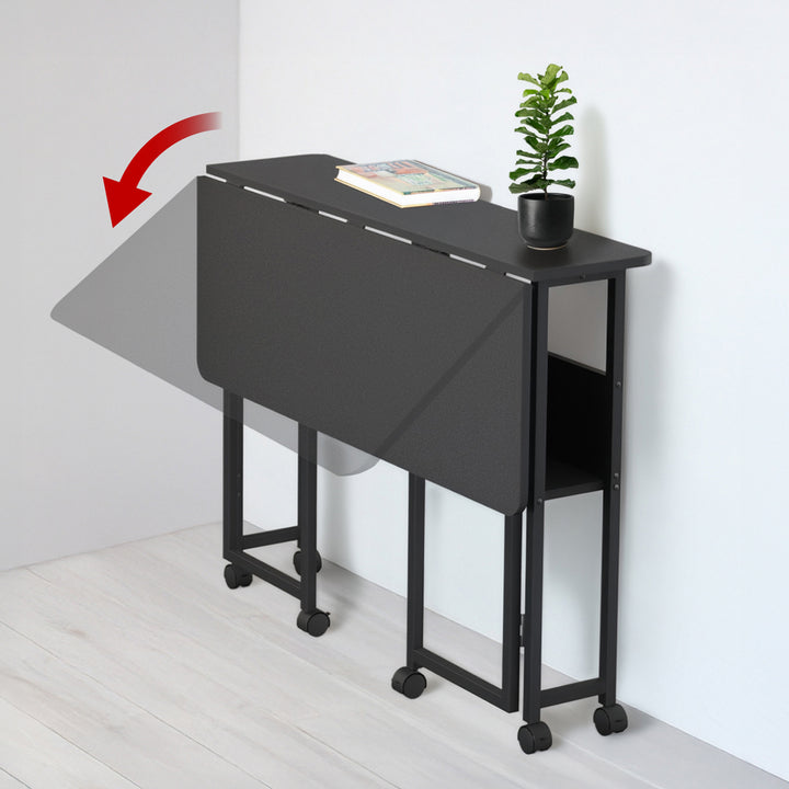 Maclean folding table desk, black, mobile, top 100x58cm, max. 50kg, MC-126 B