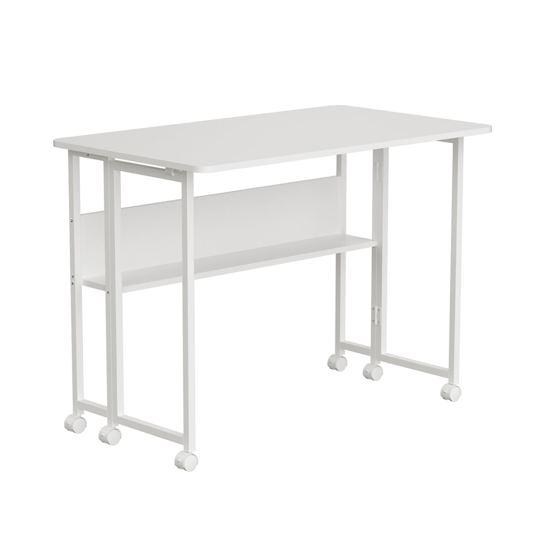 Maclean folding table desk, white, mobile, top 100x58cm, max. 50kg, MC-126 W
