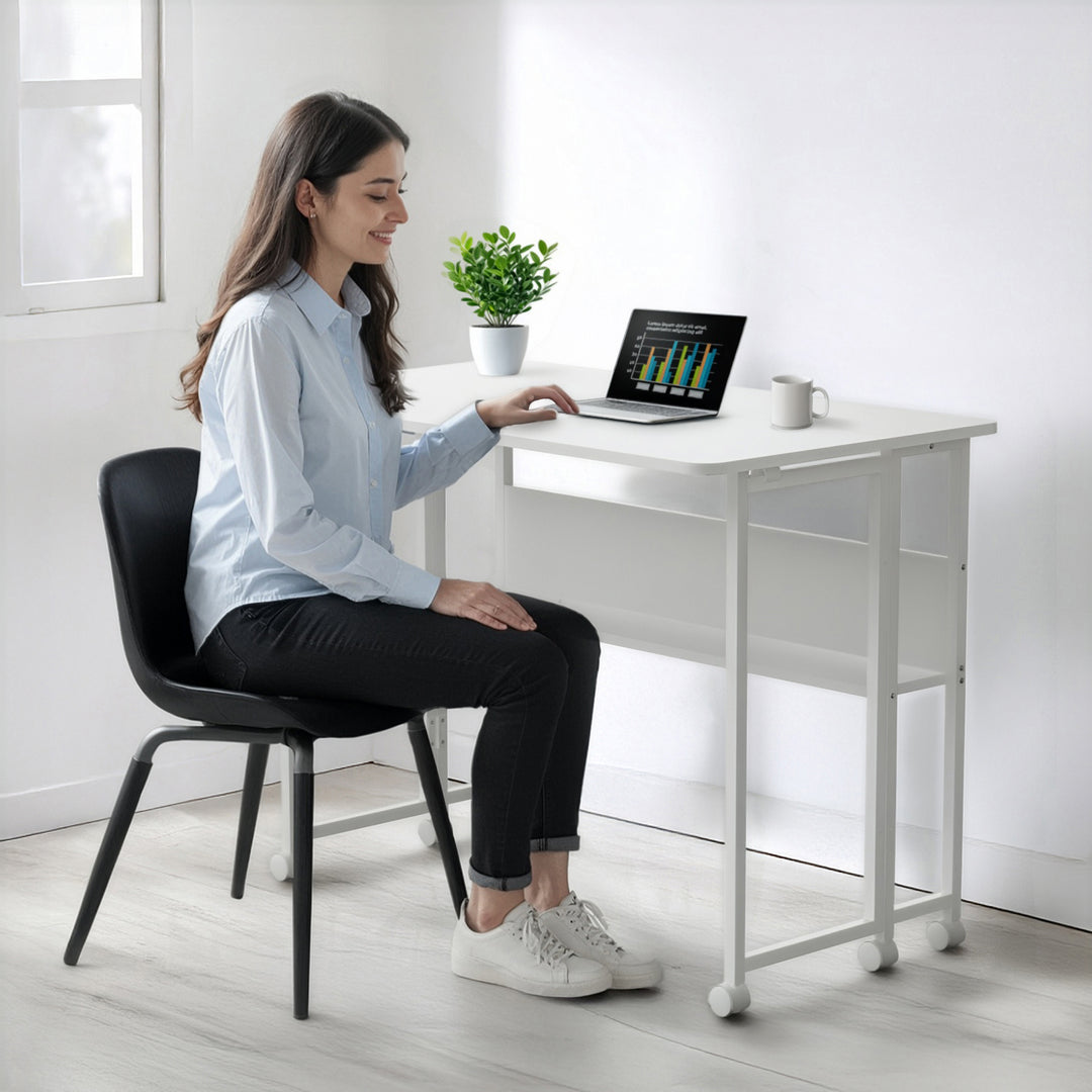 Maclean folding table desk, white, mobile, top 100x58cm, max. 50kg, MC-126 W