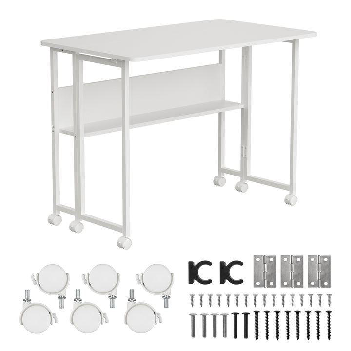 Maclean folding table desk, white, mobile, top 100x58cm, max. 50kg, MC-126 W