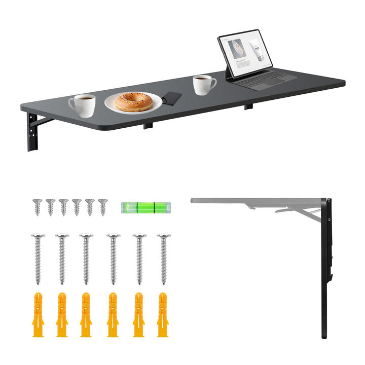 Maclean folding shelf/top, black, 100x40 cm, max 50 kg, MC-128 B