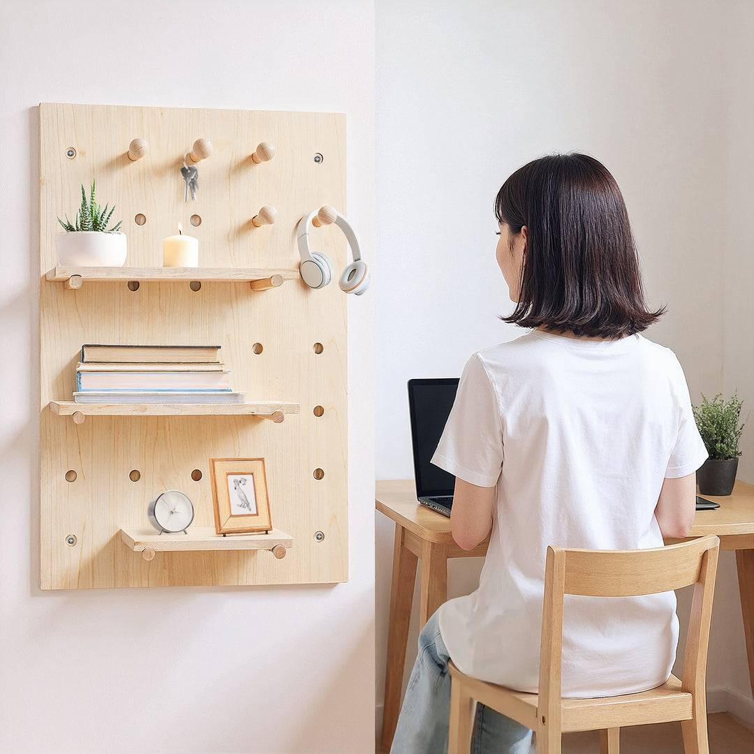 Maclean wooden board organizer, light wood color, 40x60 cm, max. 20 kg, MC-130 WD