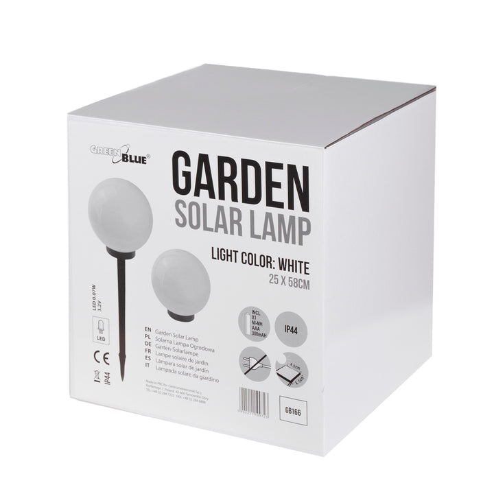 GreenBlue solar lamp, freestanding, garden, sphere 25x25x58cm, white LED, GB166, 4 pieces