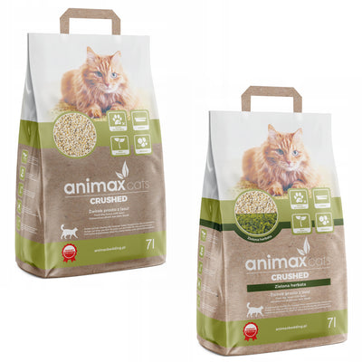 Clumping litter, classic, crushed, 7 liters + clumping litter, green tea, crushed, 7 liters, Animax