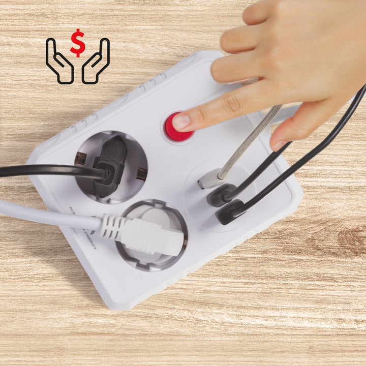 Maclean power strip, extension cord 2 sockets + 3xUSB, 110-240V AC 50/60Hz, 2.1A max 2500W, 1.5m, white, MCE387 W