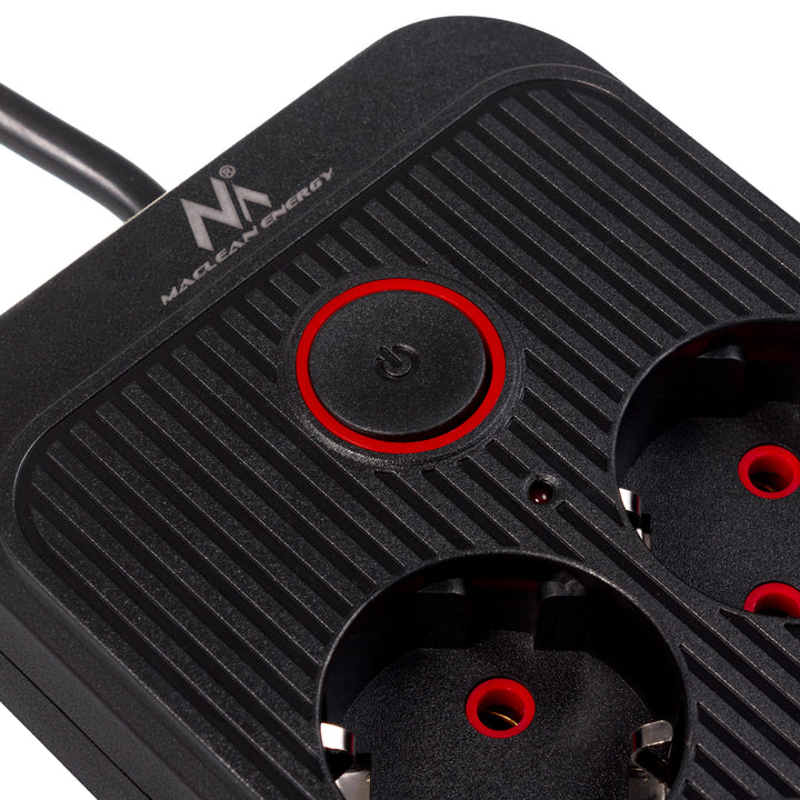 Maclean power strip, 6 socket extension + 4xUSB, 110-240V AC 50/60Hz, 2.1A max 2500W, 1.5 m, black, MCE389 B