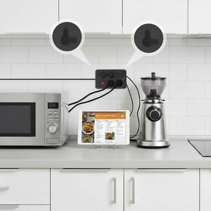 Maclean power strip, 4-socket extension cable + 3xUSB, 110-240V AC 50/60Hz, 2.1A max 2500W, 1.5m, black, MCE392 B