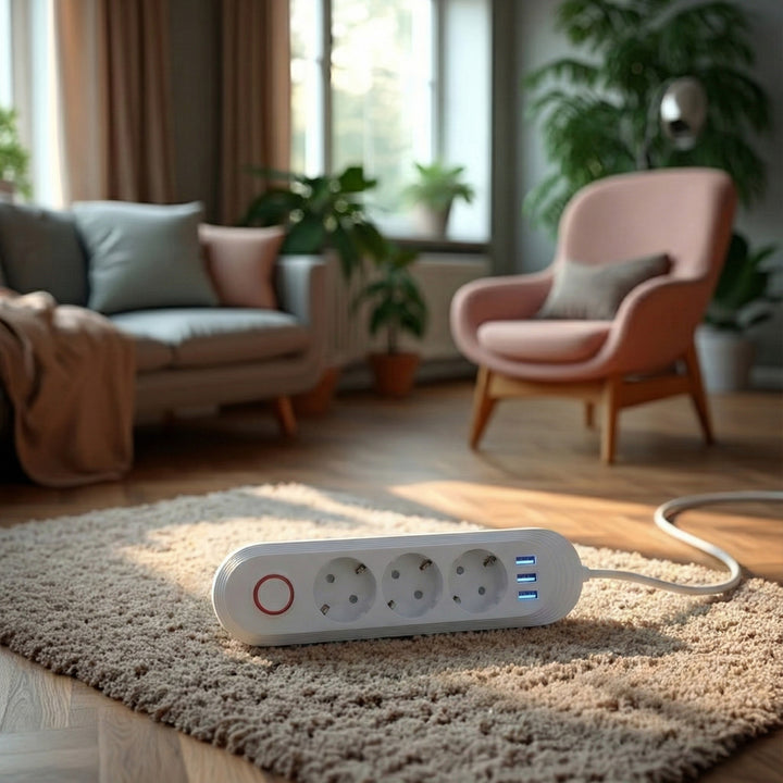 Maclean power strip, 3 socket extension + 3xUSB, 110-240V AC 50/60Hz, 2.1A max 2500W, 1.5m, white, MCE394 W