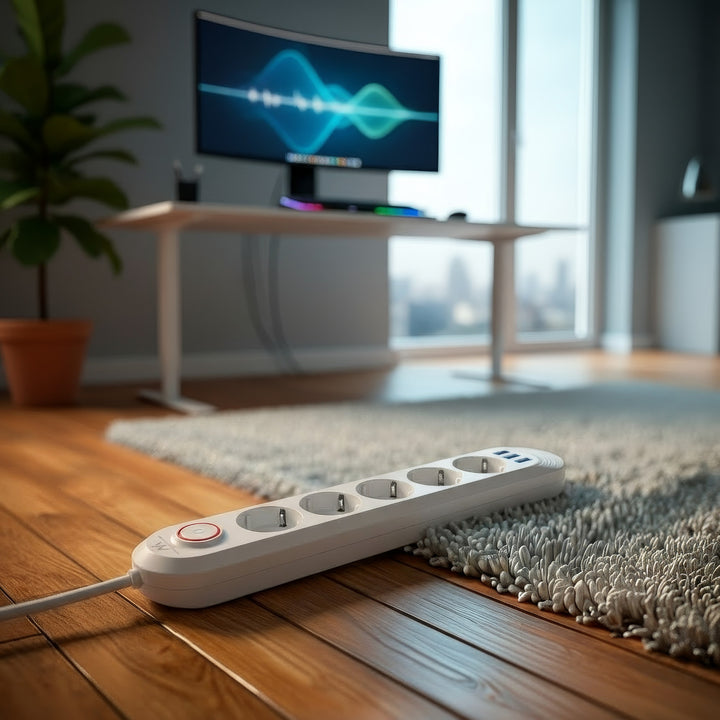 Maclean power strip, 5 socket extension + 3xUSB, 110-240V AC 50/60Hz, 2.1A max 2500W, 1.5m, white, MCE395 W