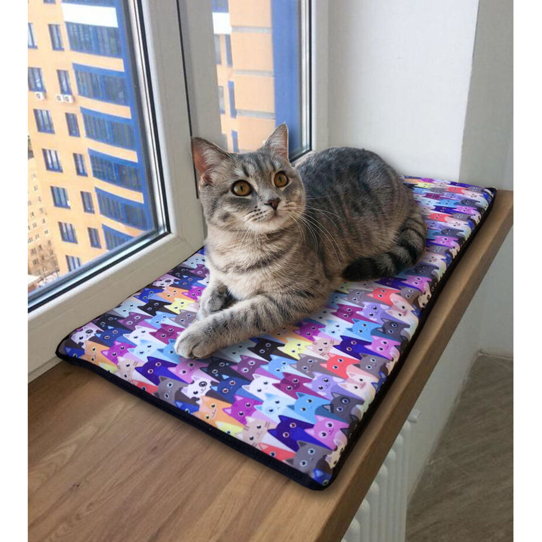 Cat bed cushion for windowsill 25x55cm Bertoni pattern MEOW