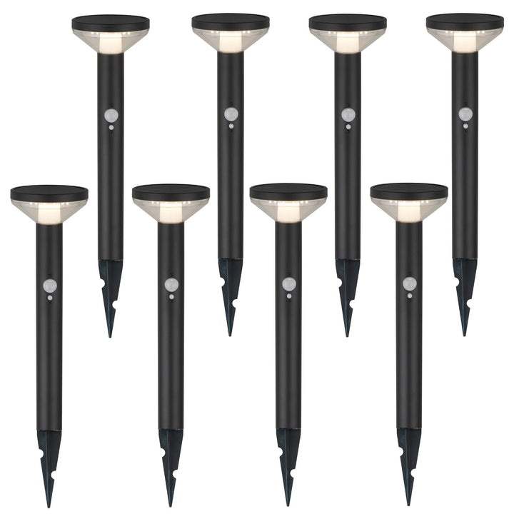 Maclean Solar LED Light, with sensor, 3 modes, plug-in, Li-ion 18650, IP44, 3.7V, 1200 mAh, Black, MCE465 B, 8 pieces