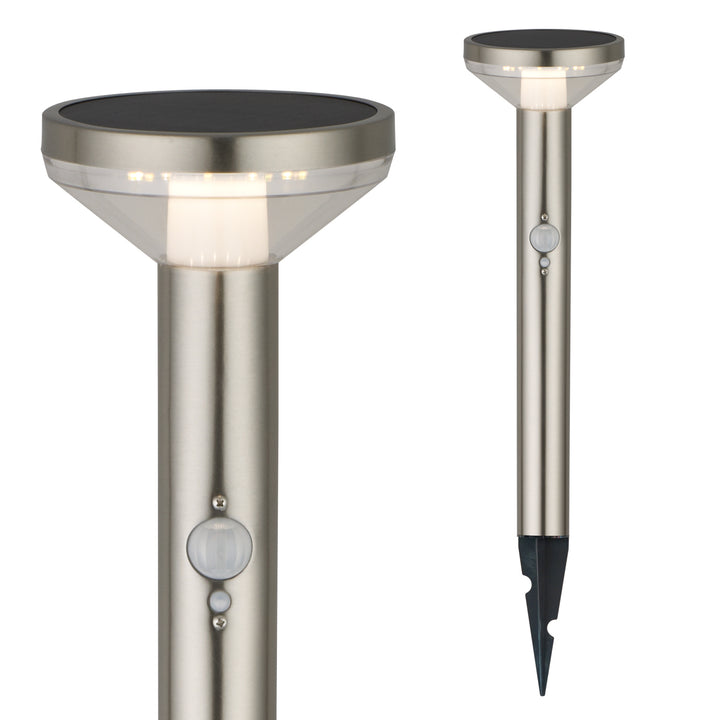 Maclean Solar LED Light, with sensor, 3 modes,plug-in, Li-ion 18650, IP44, 3.7V, 1200 mAh, Chrome matt, MCE465 C/M, 6 pieces