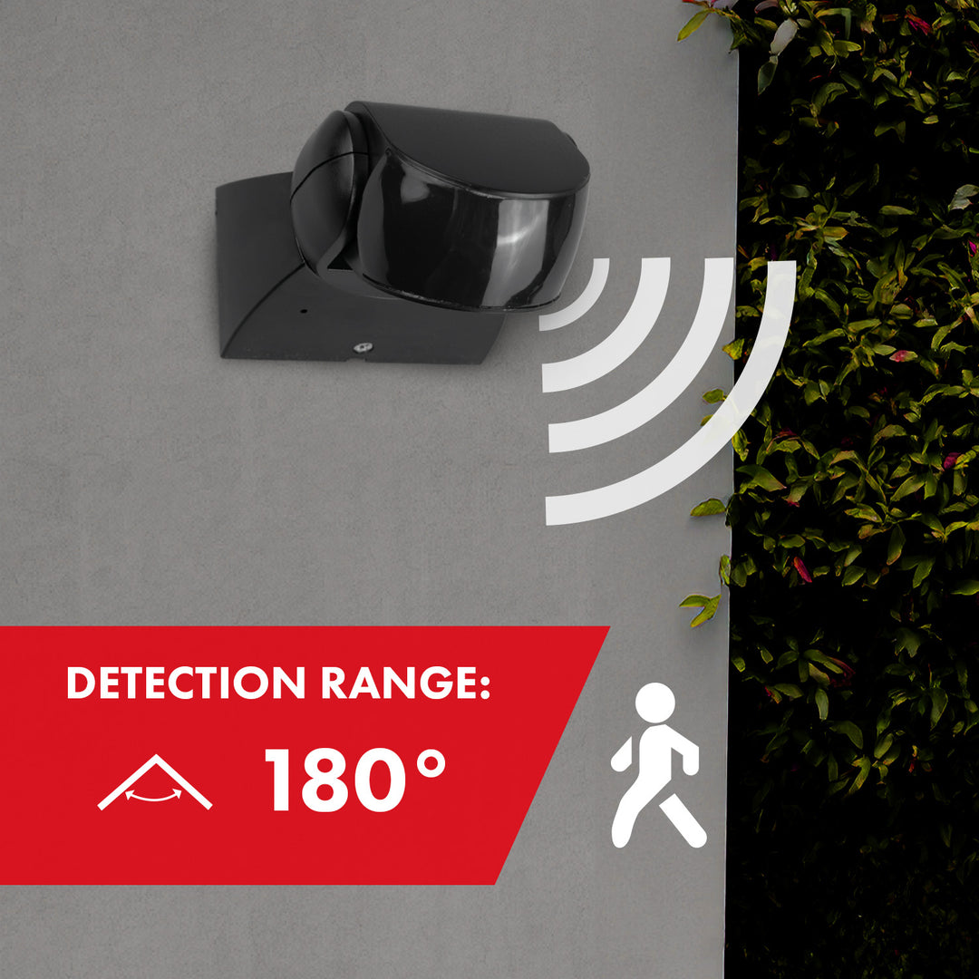 Maclean PIR motion sensor, infrared, IP65, black with black cover, range 12 m, MCE201 B/B