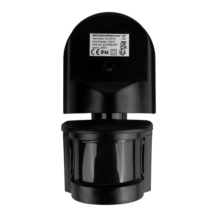 Maclean wall-mounted motion and twilight sensor, 180°, max. 1200W, black with black cover, MCE25 B/B