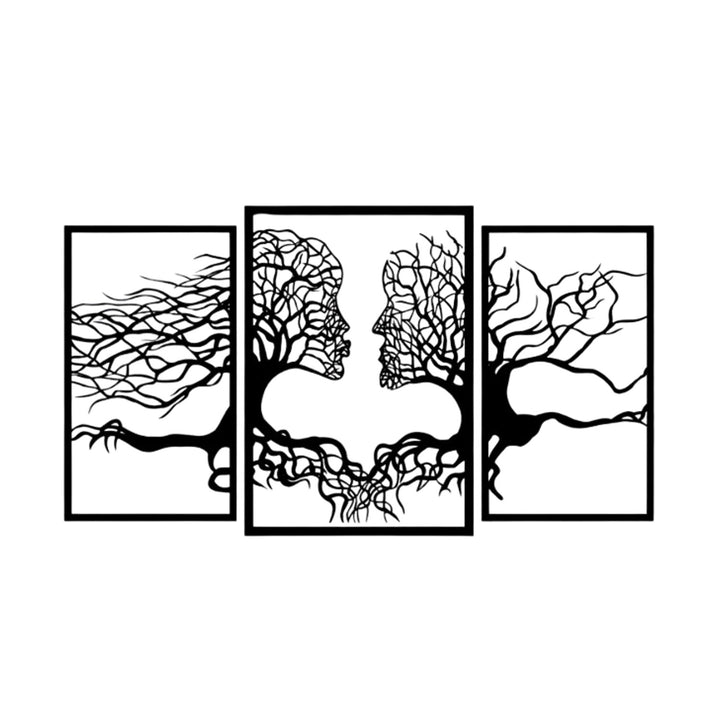 Eyoka openwork painting, 3D wall decoration, 3D painting "Faces from trees" 180x100cm Black