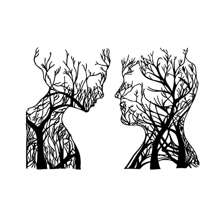 Openwork painting, 3D wall decoration, 3D painting "Tree Heads" 95x67cm Black