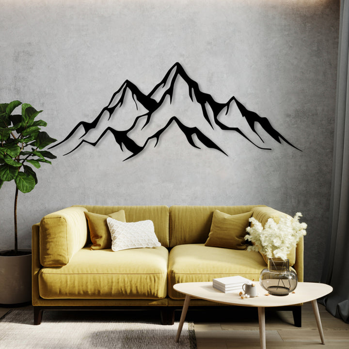 Openwork painting, 3D wall decoration, 3D painting "Panorama of Mountains" 120x41cm Black