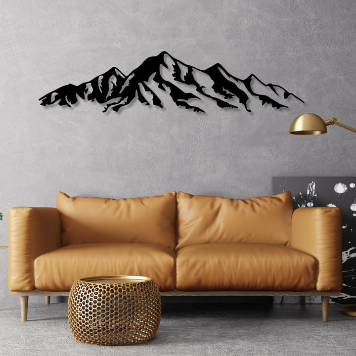 Openwork painting, 3D wall decoration, 3D painting "Mountains of the Alps" 200x46cm Black