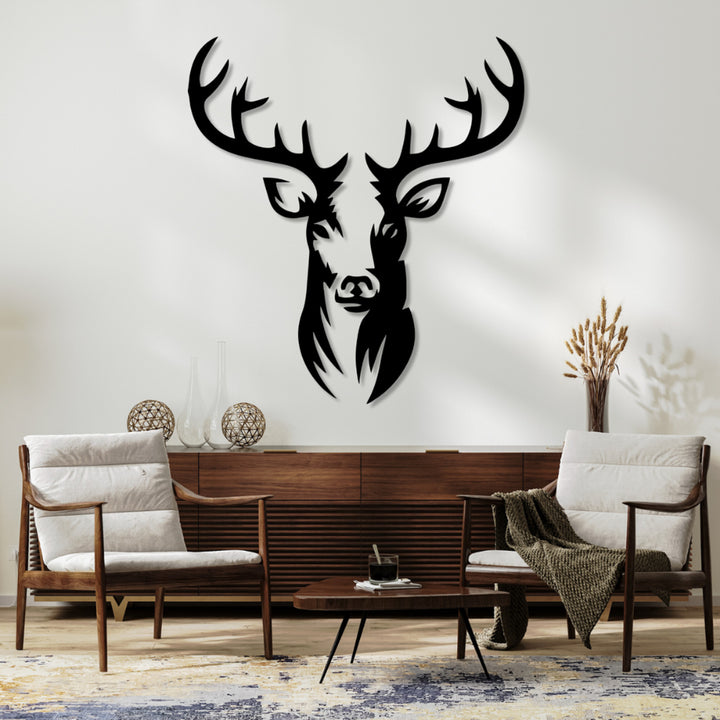 Openwork painting, 3D wall decoration, 3D painting "Deer" 70x65cm black