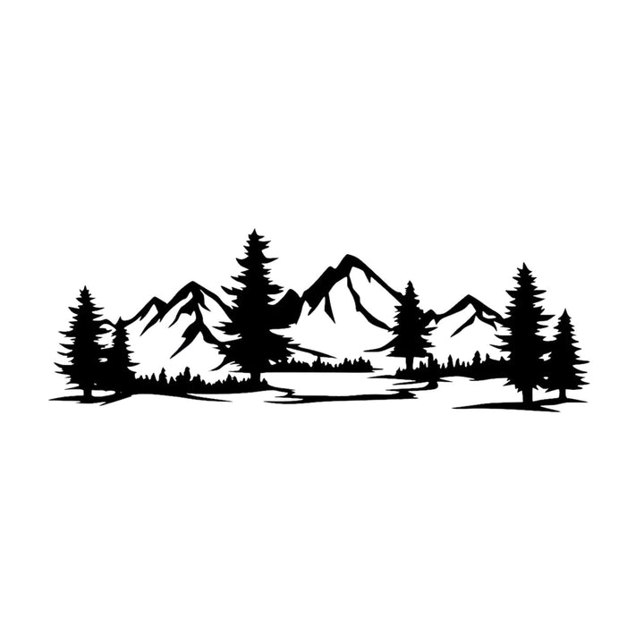 Openwork painting, 3D wall decoration, 3D painting "Mountains with forest" 180x61cm Black
