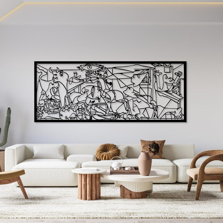 Openwork painting, 3D wall decoration, 3D painting "Guernica Pablo Picasso" 150x60cm Black