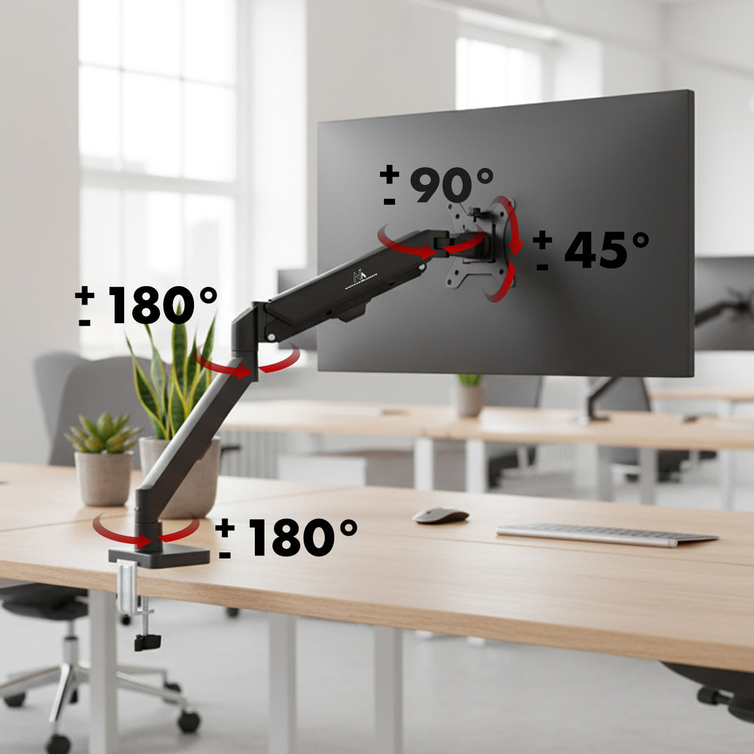 Maclean monitor mount, gas spring, 17"-32", 2-10kg, black, MC-133