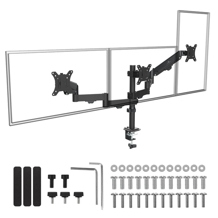 Maclean 3 monitor mount, gas spring, 17"-27", 2-8kg, black, MC-137