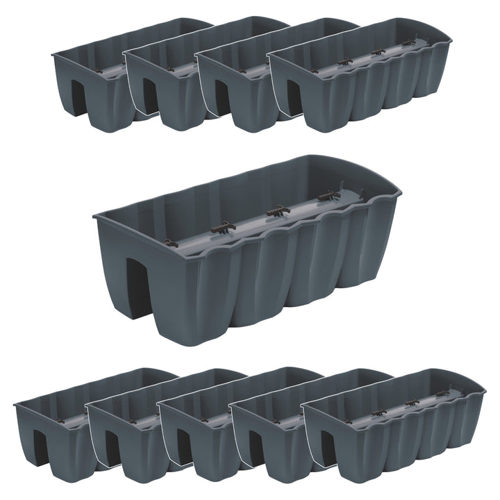 Balcony flower pot for balustrade DCRO600 - Anthracite, capacity 18L, 10 pieces