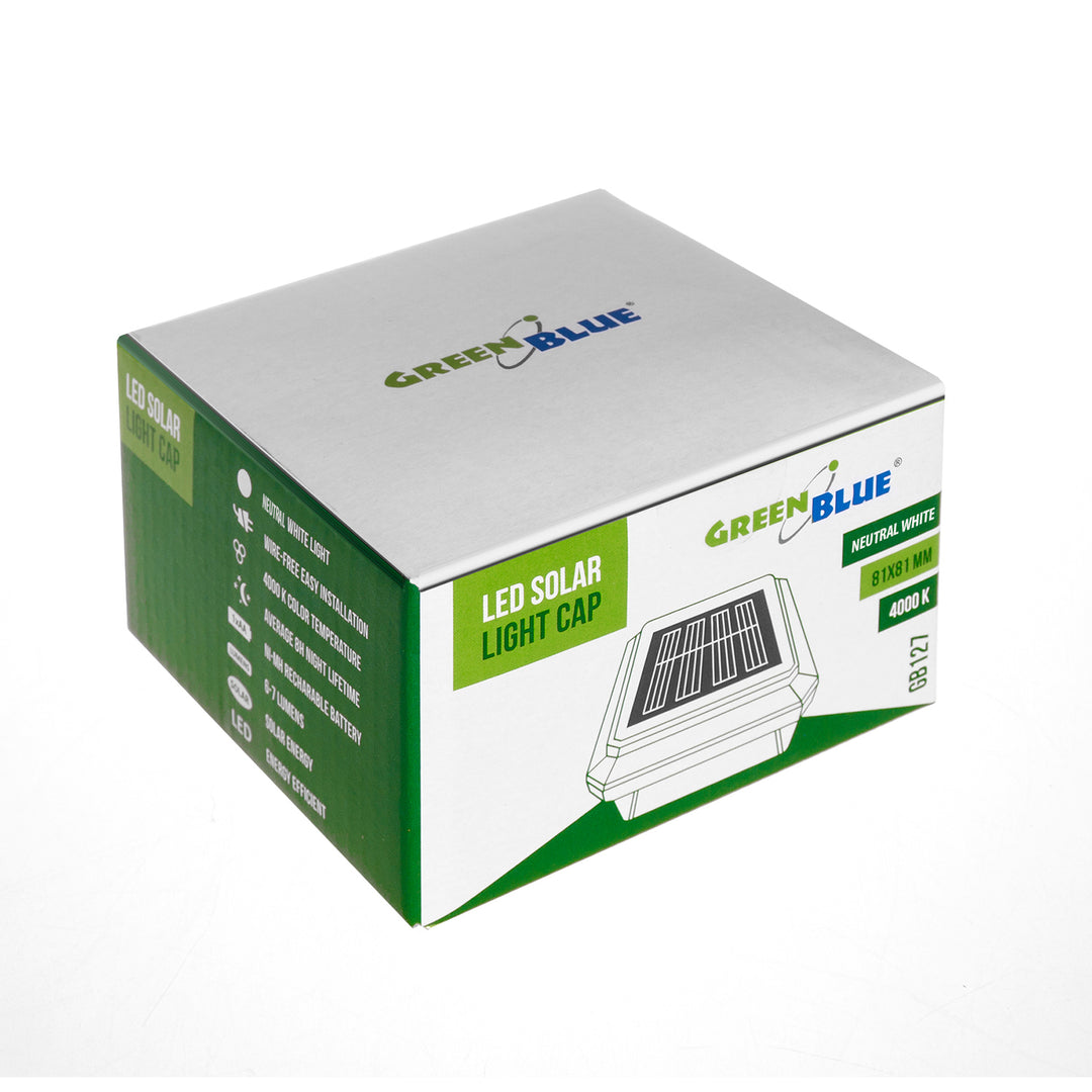 GreenBlue solar LED pole light, 80x80mm, envelope canopy, GB127, 4 pieces