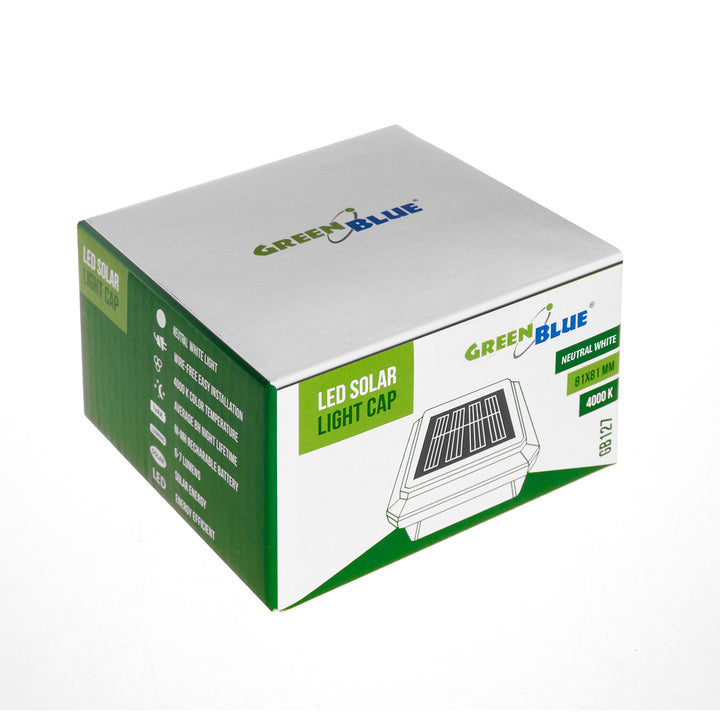 GreenBlue solar LED pole light, 80x80mm, envelope canopy, GB127, 4 pieces